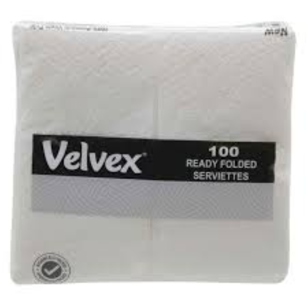 VELVEX READY FOLDED SERVIETTES 100S